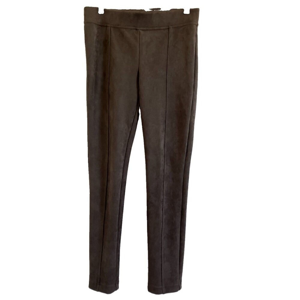 ANDREW MARC sz S Soft Faux Suede Sleek Pull-On Pants Brown-ish Taupe Stretch